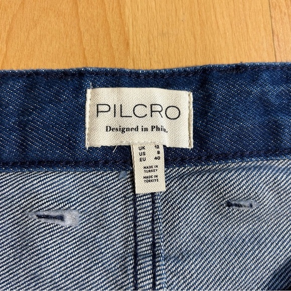 Anthropologie Pilcro The Madi Front Slit Dark Blue Denim Maxi Skirt Raw Hem - Picture 9 of 14